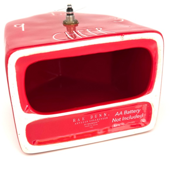 RAE DUNN Festive Red Ceramic House Shaped CHEER Clock - Picture 9 of 10
